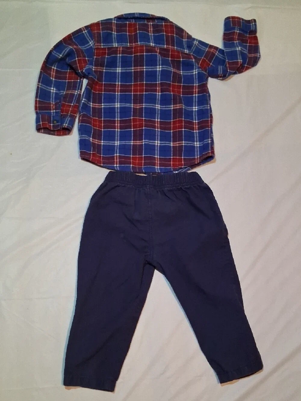 Carter's Toddler Boy Plaid Flannel Button-Up Shirt & Navy Pants Set 24 Months